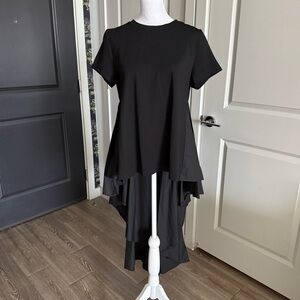 NWT Gracia Black Short Sleeve Hi-Low T-shirt with Train Size S
